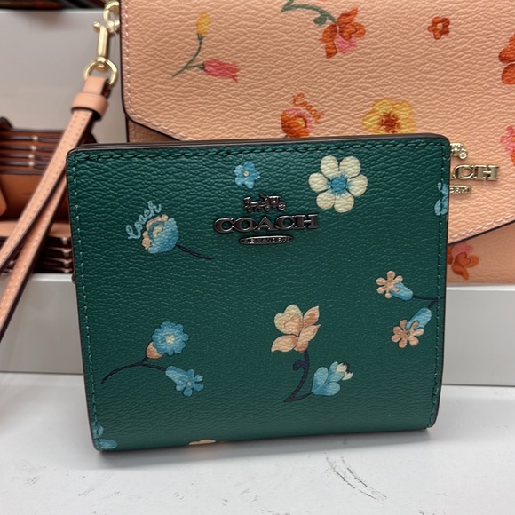 Coach Bags Coach C873 Snap Wallet With Mystical Floral Print Green